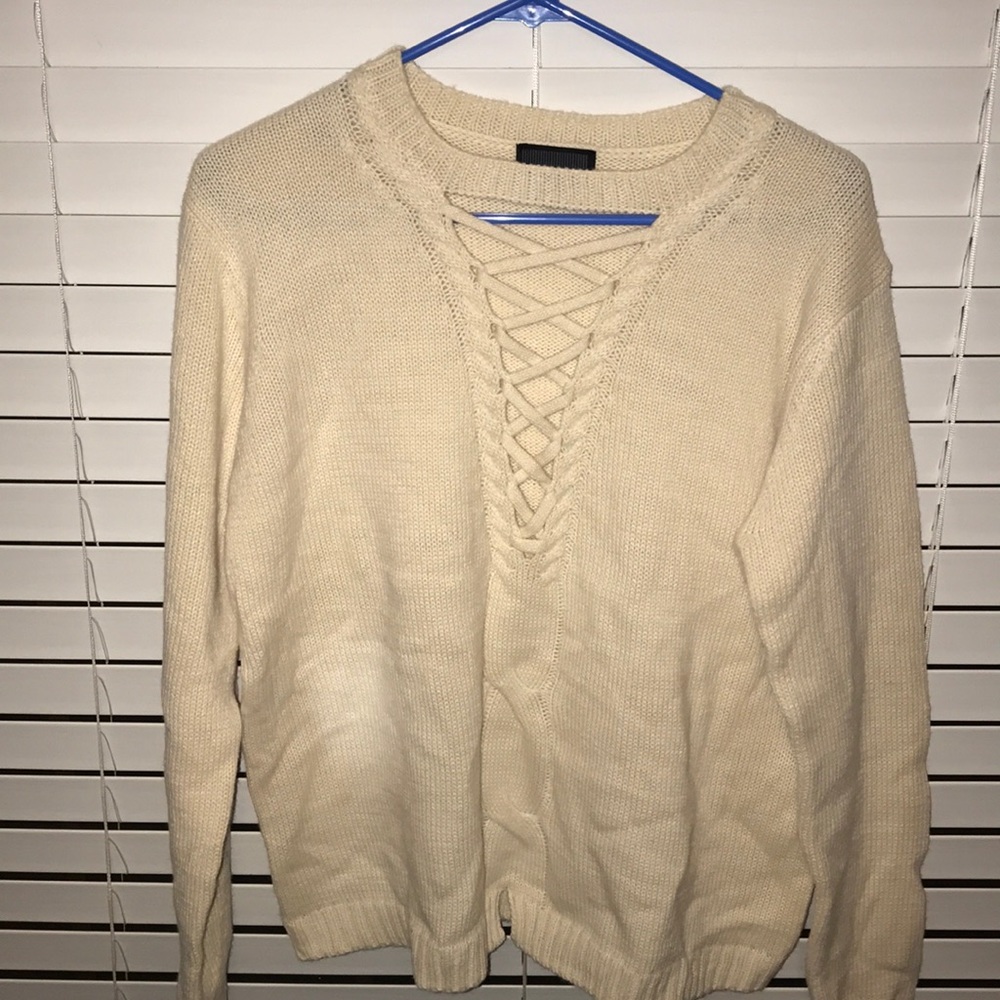 Cream Low VNeck Sweater
